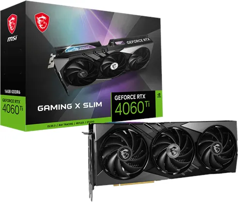 MSI GeForce RTX 4060 Ti GAMING X SLIM - 16GB GDDR6 RAM - Näytönohjain